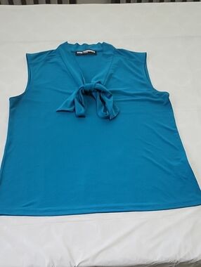 Karl Lagerfeld Teal Sleeveless Tie-Neck Camisole